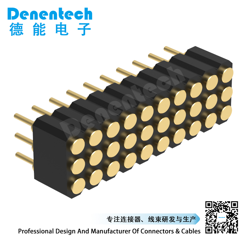 Denentech complete specifications2.00MM H4.0MM triple row female straight  pogo pin connector